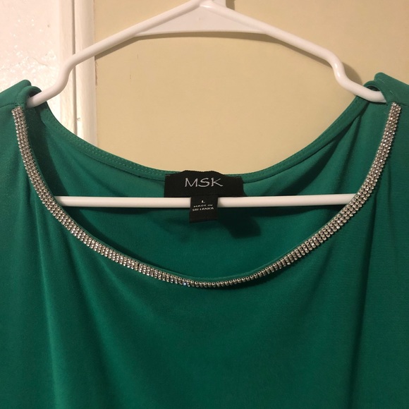 MSK Rhinestone trim bell sleeve dress in green - Picture 5 of 6